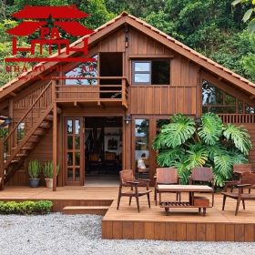 Nhà gỗ lắp ghép quán coffe 80m2