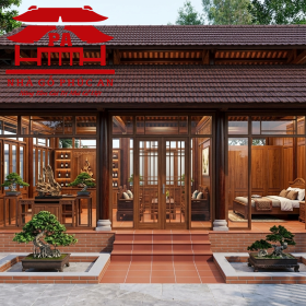 Nhà 3 gian 8 cột mái lầu(ngăn vách xung quanh).