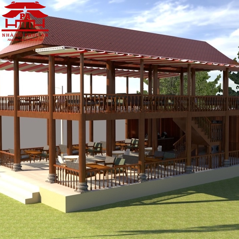 Nhà Sàn 4 Gian 8 cột 2 hành lang cánh-Quán cfe,Nhà Hàng.
