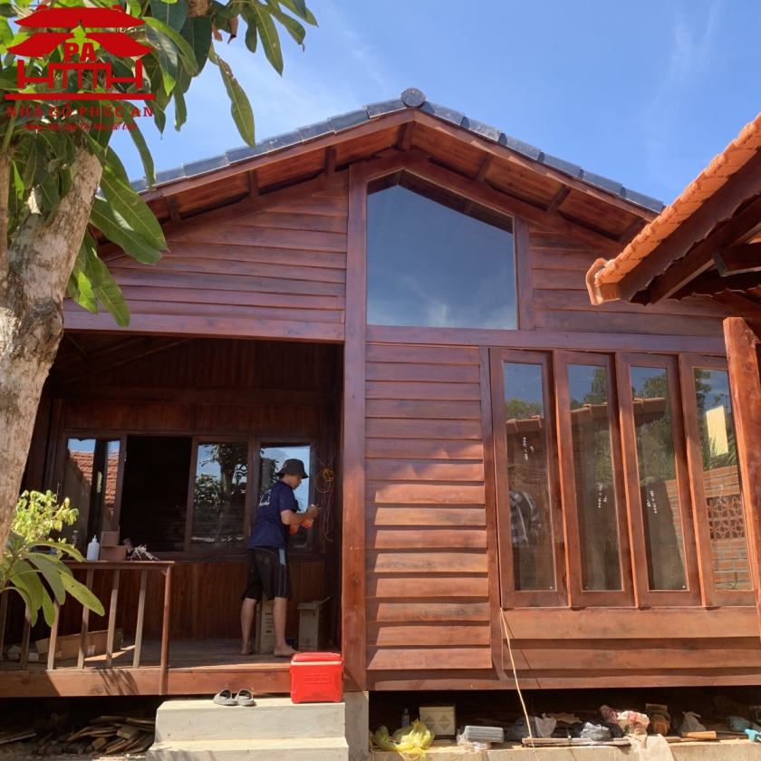 Nhà lắp ghép gỗ tự nhiên 2 phòng ngủ