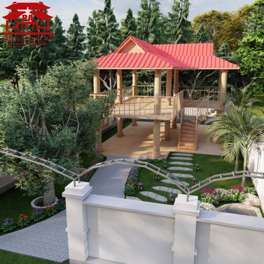nhà mát 2 gian 1 lồi