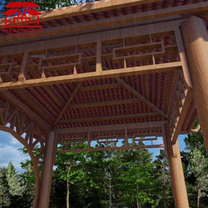 Chòi tứ giác cột tròn Gỗ Muồng