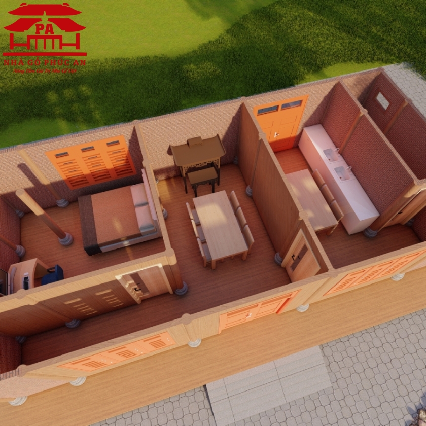 Nhà trệt 3 gian 2 chái