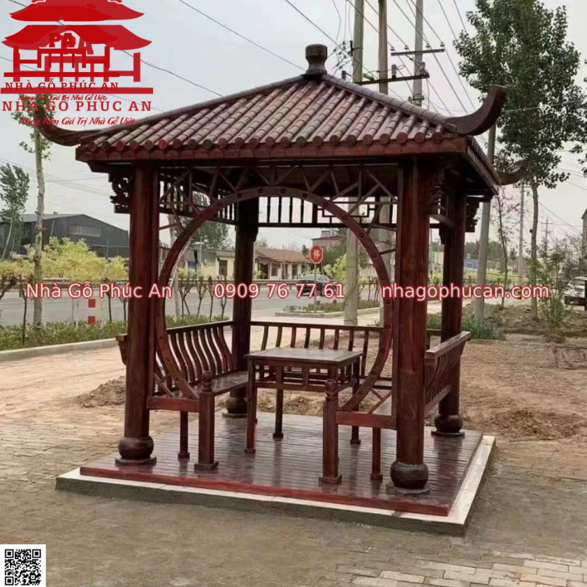 Chòi tứ giác cột tròn Gỗ Muồng