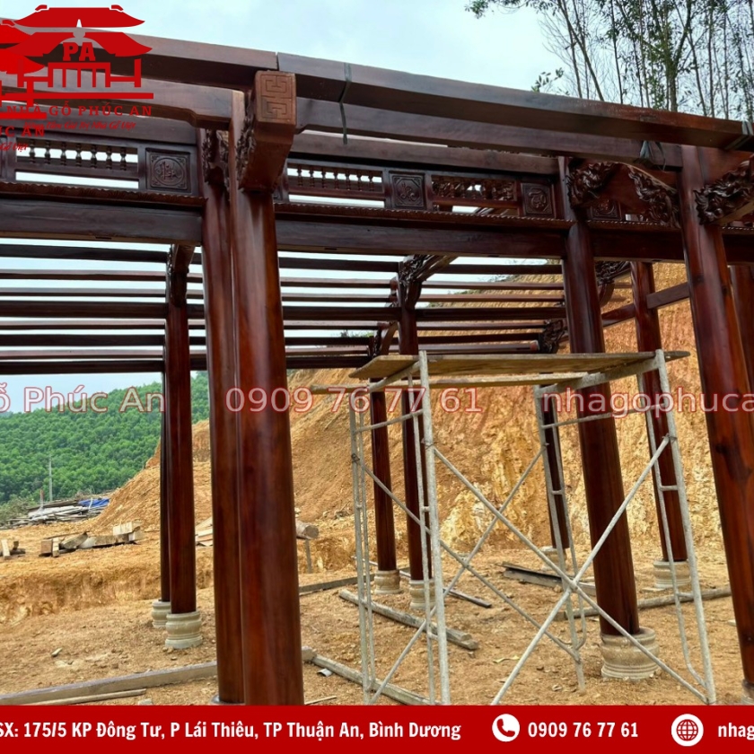 MẪU NHÀ 3 GIAN KẺ TRUYỀN ĐỤC CHẠM ĐẸP MẮT