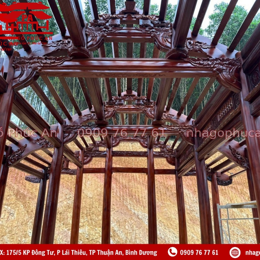 MẪU NHÀ 3 GIAN KẺ TRUYỀN ĐỤC CHẠM ĐẸP MẮT