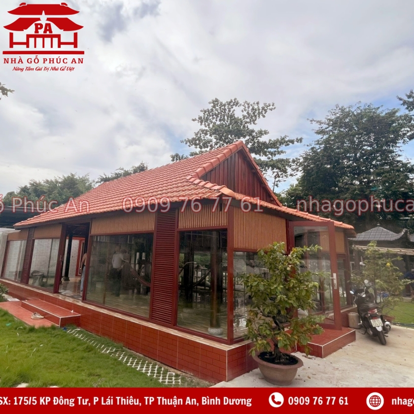  Nhà gỗ trệt 3 gian 2 chái