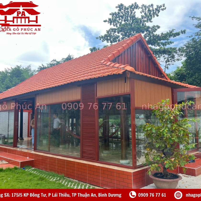  Nhà gỗ trệt 3 gian 2 chái