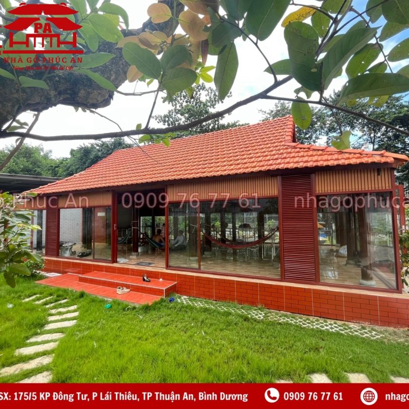  Nhà gỗ trệt 3 gian 2 chái