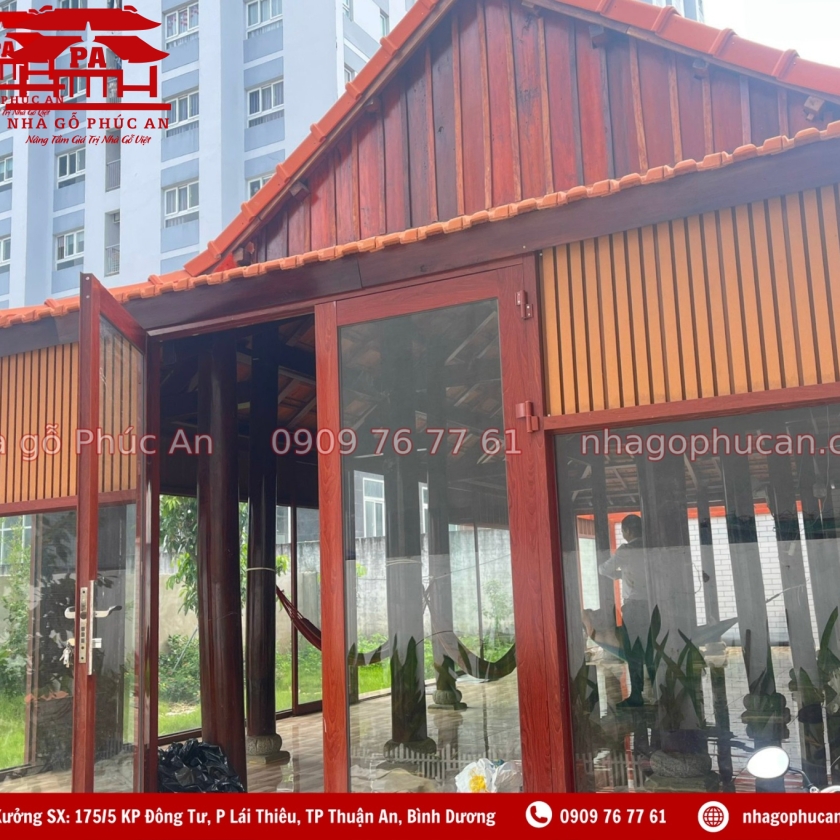  Nhà gỗ trệt 3 gian 2 chái